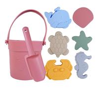 JasCherry Juego de Juguetes de Playa para Niños, 8 Piezas con Cubo, Palas, Moldes, Kit de Arena para Niñas y Niños 3-8 Años - Juegos de Verano al Aire Libre, Arena y Agua, Colores Vivos(B)