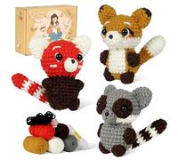 JasCherry Kit de crochet, kit de animales para principiantes adultos, regalo de crochet DIY con Video instructivo paso a paso: Hilo suave, Manualidades de tejido - Tres pequeños