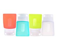 JasCherry Mini Botes Portátil de Viaje de Silicona de 4 Pzs Set Kit - Contenedor Botella para Champu, Jabon, Bálsamo, Crema de Baño, Loción etc (37ml)