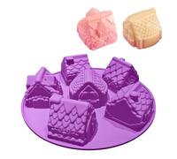JasCherry Molde de Silicona, 6 Cavidades Forma de Casa 3D Moldes para Caramelos, Antiadherentes Molde de Jabón para Hornear, para Pastel, Repostería, Panecillo, Pudín, Bizcocho