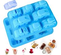 JasCherry Moldes de Caramelo y Chocolate de Silicona, Molde de Pastel de Silicona, 8 Cavidades 3D Moldes con Forma de Coche para Gelatina, Galletas,Chocolate, Dulces, Tarta de Queso, Muffin