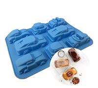 JasCherry Moldes de Silicona para Tartas, Chocolate, Caramelo, Jalea y Hielo - Coche de la historieta