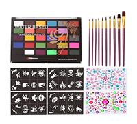 JasCherry Pintura Facial y Corporal 30 colores Maquillaje Para Niños, Pinturas de Cara para Niños, Lavable, No Tóxico, con Pinceles y Plantillas para Fiesta Cosplay Carnaval Halloween
