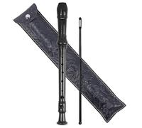 Jasenna Instrumento de grabación para adultos principiantes, flauta de música soprano de 8 agujeros con varilla de limpieza y funda de cuero para entretenimiento en el hogar (3 tallados negros)