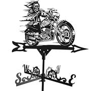 JASFEER Veletas meteorológicas para techos, Veleta de Moto de Calavera, Indicadores de dirección del Viento al Aire Libre, Techo, Jardín, Montaña, Decoración de Patio Veleta de Viento de Granja de h
