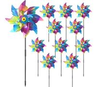 JASFLY 10 Molinos de Viento para pájaros, Repelente de Palomas, Molino de Viento Reflectante para jardín, balcón, jardín, Patio, Molino de Viento para Exteriores, ahuyentador de pájaros (Rojo)