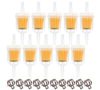 JASFLY 10 Piezas Filtro Gasolina, Filtro Gasolina Moto, con 10 Piezas Tubos Clips para Motocicleta de 6-8 mm, Scooter, Generador, Cortacésped, Automóvil