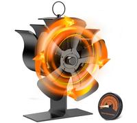 Jasfyee Ventilador Para Estufa de Leña, 2024 Ventilador de Estufa 5 Palas, Operación Silencioso Automático Ventiladores para Chimeneas con Termómetro, Ventilador No Eléctrico Para Estufa de Leña/Gas