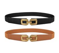 JasGood 2 piezas Cinturón delgado elástico para mujer Cinturón de cintura delgada estirable con hebilla de metal para vestido, vaqueros, pantalones, Anzug Taillengröße 68cm-82cm