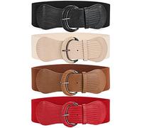 JasGood 2 unidades 4 unidades para mujer, cintura elástica ancha, cinturón vintage, cinturón de cadera para mujeres vestidos, 5-negro+marrón+rojo+beige, 29-37W