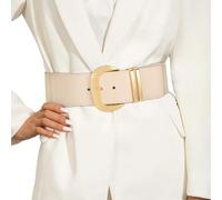 JasGood Cinturón Ancho Elástico Para Mujer - Para Vestidos y Cadera Con Hebilla Dorada, C-Beige, 110cm (Talla 96cm-110cm)