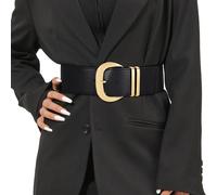 JasGood Cinturón Ancho Elástico Para Mujer - Vestidos y Cadera Con Hebilla Dorada, A-Negro, 80cm (Talla 60cm-70cm)