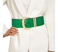 JasGood Cinturón Ancho Elástico Para Mujer - Vestidos y Cadera Con Hebilla Dorada, H-Verde, 90cm (Talla 70cm-80cm)
