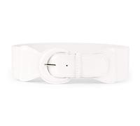 JasGood Cinturón ancho para mujer, cinturón elástico de moda, cinturón de cintura vintage, cinturón de cuero, cinturón de cadera para vestidos, Blanco, 28-35W
