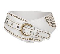 JasGood Cinturón elástico ancho vintage para mujer con remaches elástico cintura cinturón carnaval cosplay, Blanco, 85cm: Für Taillengröße 80cm-92cm