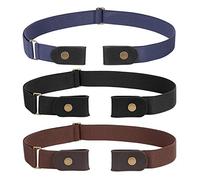 JasGood Cinturón sin hebilla para hombre, cinturón elástico invisible, elástico, ajustable, sin hebillas, 3,51 ancho, para pantalones vaqueros, C-negro+café+azul, Für Hosengröße Size 70-120cm