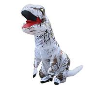JASHKE Disfraz de Dinosaurio Traje Inflable Traje de Trex Disfraz de Halloween Disfraz de Adulto (Blanco)