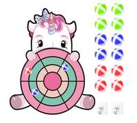 Jasjfasd 71cm Unicornio Diana Dardos, Ojo Mano Plata Monstruo Juego con 12 Bolas Adhesivas, Juguetes para Niños 3-12 Años Juegos de Lanzamiento, Juegos de Exterior Interior