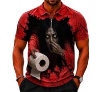 Jaskdconsy Polo para hombre, Halloween, divertido, con estampado de fantasmas, rojo, 3XL