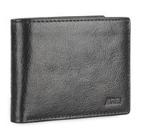 Jaslen - Cartera de Piel para Hombre - Cartera Hombre Piel con Monedero Interior y Tarjetero, diseño Slim, Cuero auténtico, Regalo Elegante. Proteccion RFID, Negro