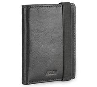 Jaslen - Carteras para Hombre Elegantes de Alta diseño Moderno. Billeteras para Hombre compactas Estilo clásico Cartera Monedero Funcional., Negro