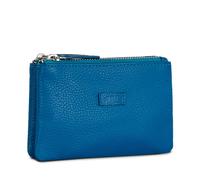 JASLEN - Monedero Mujer con Cremallera Segura Estilo Compacto Monedero Piel Autentica Print Pequeño Diseño Sofisticado Monedero Mujer Pequeño, Azul