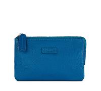 JASLEN - Monedero Mujer Piel Genuina Cuero con Cremallera Pequeño Tarjetero, Llavero de Marca JASLEN. Portamonedas, Llaves, Billetes, DNI. Protección de Tarjetas RFID 204659, Color Azul