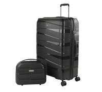 Jaslen - Juego De Maletas De Viaje Rígidas Cabina Mediana Grande Ligeras con Ruedas 360º Conjunto Equipaje con Candado de Combinacion TSA Set Ideal para Viajeros Exigentes. con Neceser, Negro
