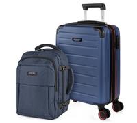 Jaslen - Maleta de Cabina 55x40x20 - Maletas De Viaje Cabina Rígidas Trolley con 4 Ruedas Dobles para Avion Ligera Equipaje De Mano Candado de Combinación. Compatible Ryanair, Azul