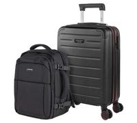 Jaslen - Maleta de Cabina 55x40x20 - Maletas De Viaje Cabina Rígidas Trolley con 4 Ruedas Dobles para Avion Ligera Equipaje De Mano Candado de Combinación. Compatible Ryanair, Negro