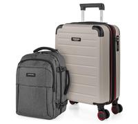 Jaslen - Maleta de Cabina 55x40x20 - Maletas De Viaje Cabina Rígidas Trolley con 4 Ruedas Dobles para Avion Ligera Equipaje De Mano Candado de Combinación. Compatible Ryanair, Piedra