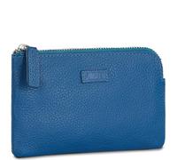 JASLEN - Monedero Mujer con Cremallera Segura Estilo Compacto Monedero Piel Autentica Print Pequeño Diseño Sofisticado Monedero Mujer Pequeño, Azul