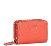 JASLEN - Monedero Mujer con Cremallera Segura Estilo Compacto Monedero Piel Autentica Print Pequeño Diseño Sofisticado Monedero Mujer Pequeño, Rojo