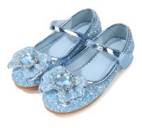 Jasmeko Zapatos Niña Bailarinas Disfraz Suela Plana Princesa Zapatillas Lentejuelas Baile para Vestir Fiesta Boda (Blue,30)
