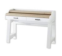 JASMIN - Escritorio secretario en pino claro, aspecto de roble Artisan, mesa de oficina con cajones y tablero extensible, muebles de oficina de estilo rústico, juego completo, 120 x 84 x 53 cm