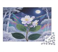 Jasmine 1000Pc Puzzle for Adults White Flowers Under Moon for The Whole Family Women, Gifts for Men 38x26cm/1000pcs