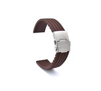 JASMKLX 18 mm 20 mm 22 mm de 24 mm Caja de silicona Hebilla plegable Ajuste for Samsung Fit for Galaxy Watch Gear S2 S3 Banda de correa de brazalete de goma de liberación rápida(Coffee,24mm)