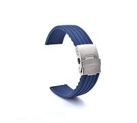 JASMKLX 18 mm 20 mm 22 mm de 24 mm Caja de silicona Hebilla plegable Ajuste for Samsung Fit for Galaxy Watch Gear S2 S3 Banda de correa de brazalete de goma de liberación rápida(Navy,22mm)