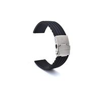 JASMKLX 18 mm 20 mm 22 mm de 24 mm Caja de silicona Hebilla plegable Ajuste for Samsung Fit for Galaxy Watch Gear S2 S3 Banda de correa de brazalete de goma de liberación rápida(Schwarz,18mm)