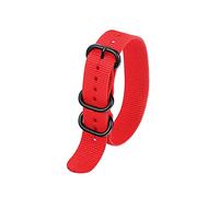 JASMKLX 1pc 20 mm 22 mm 24 mm correa de nylon correa pulsera 5 anillo negro plata botón de reloj accesorios(Red,24mm)