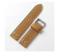 JASMKLX 20 mm 22 mm Tornillo Doble Tornillo Universal Reloj de cuero Campo Cinturón de muñeca de aviación Correa de reloj Pulsera Ajuste for Hamilton(Gelb,20mm silver clasp)
