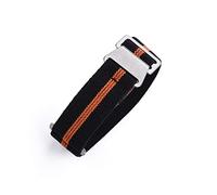 JASMKLX 60s French Troop Bolsa de paracaídas correa Ajuste for la correa de la OTAN 22 mm Pulsera de nylon elástica Accesorios Reloj de reloj Reemplazar las correas de reloj de 20 mm(BLACK ORANGE LINE