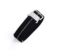 JASMKLX 60s French Troop Bolsa de paracaídas correa Ajuste for la correa de la OTAN 22 mm Pulsera de nylon elástica Accesorios Reloj de reloj Reemplazar las correas de reloj de 20 mm(Black White Line)