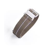 JASMKLX 60s French Troop Bolsa de paracaídas correa Ajuste for la correa de la OTAN 22 mm Pulsera de nylon elástica Accesorios Reloj de reloj Reemplazar las correas de reloj de 20 mm(KHAKI WHITE LINE)