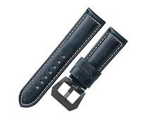 JASMKLX Banda de reloj de cuero de cera de aceite 20 mm 22 mm 24 mm Hombres marrones oscuros Temas de reloj grueso Pulsera de cuero de lujo(Blue-Black,22mm)
