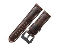 JASMKLX Banda de reloj de cuero de cera de aceite 20 mm 22 mm 24 mm Hombres marrones oscuros Temas de reloj grueso Pulsera de cuero de lujo(Dark Brown-Black,24mm)