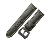 JASMKLX Banda de reloj de cuero de cera de aceite 20 mm 22 mm 24 mm Hombres marrones oscuros Temas de reloj grueso Pulsera de cuero de lujo(Green-Black,24mm)