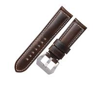 JASMKLX Banda de reloj de cuero de cera de aceite 20 mm 22 mm 24 mm Hombres marrones oscuros Temas de reloj grueso Pulsera de cuero de lujo(Dark Brown-Silver,20mm)