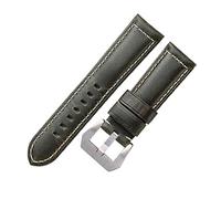 JASMKLX Banda de reloj de cuero de cera de aceite 20 mm 22 mm 24 mm Hombres marrones oscuros Temas de reloj grueso Pulsera de cuero de lujo(Green-Silver,20mm)