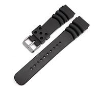 JASMKLX Banda de reloj de goma flúor de buceo 20 mm 22 mm 24 mm impermeable Pulsera deportiva Pulsera de muñeca Reloj Ajuste for Seiko Diver Scuba Fit for Casio(Black Silver Bukcle,20mm)